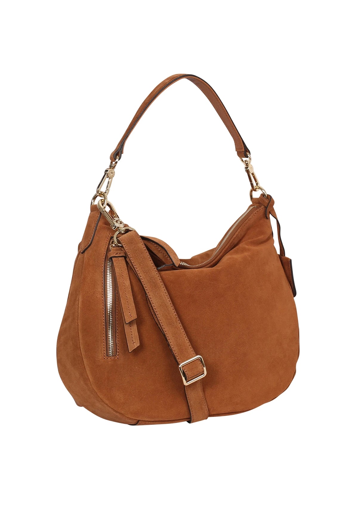 ABRO - Petit sac à main cuir velours JUNA Small Cognac