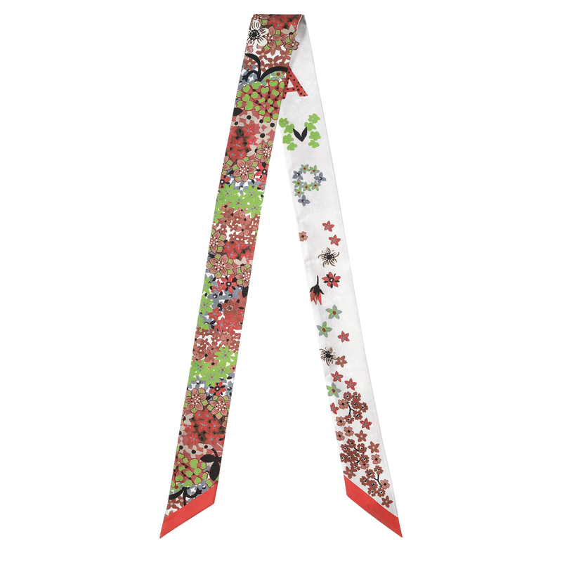 LONGCHAMP - Bandeau soie collier de fleurs Paprika