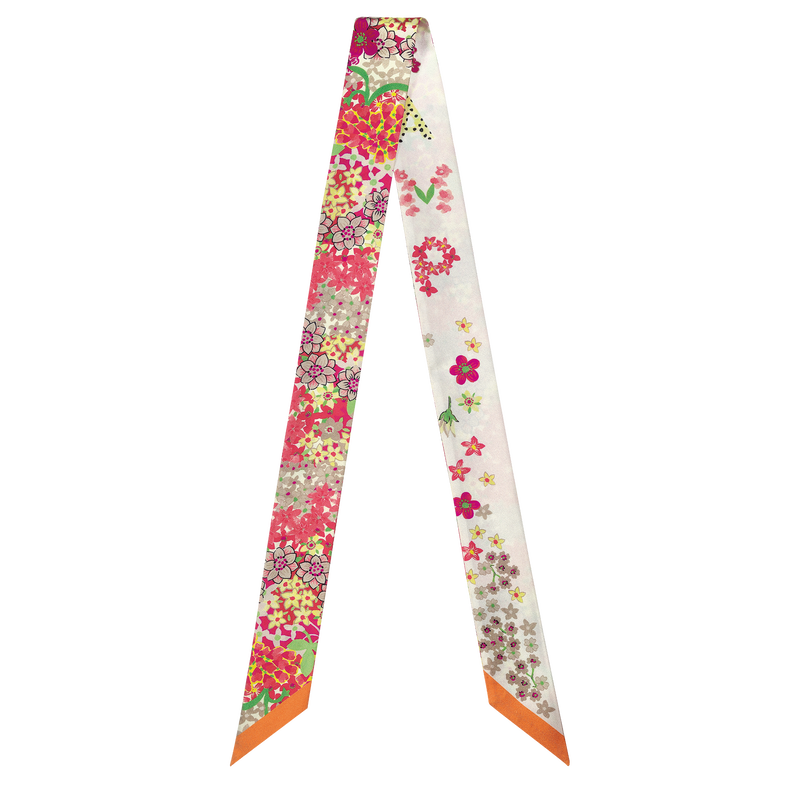 LONGCHAMP - Bandeau soie collier de fleurs Orange