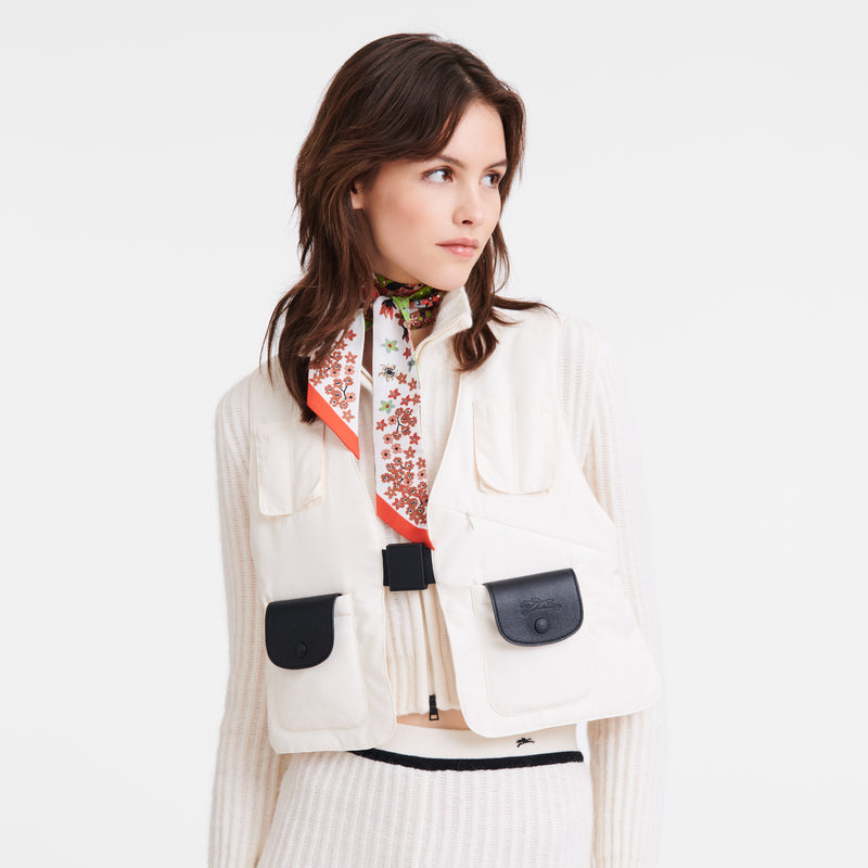 LONGCHAMP - Bandeau soie collier de fleurs Paprika