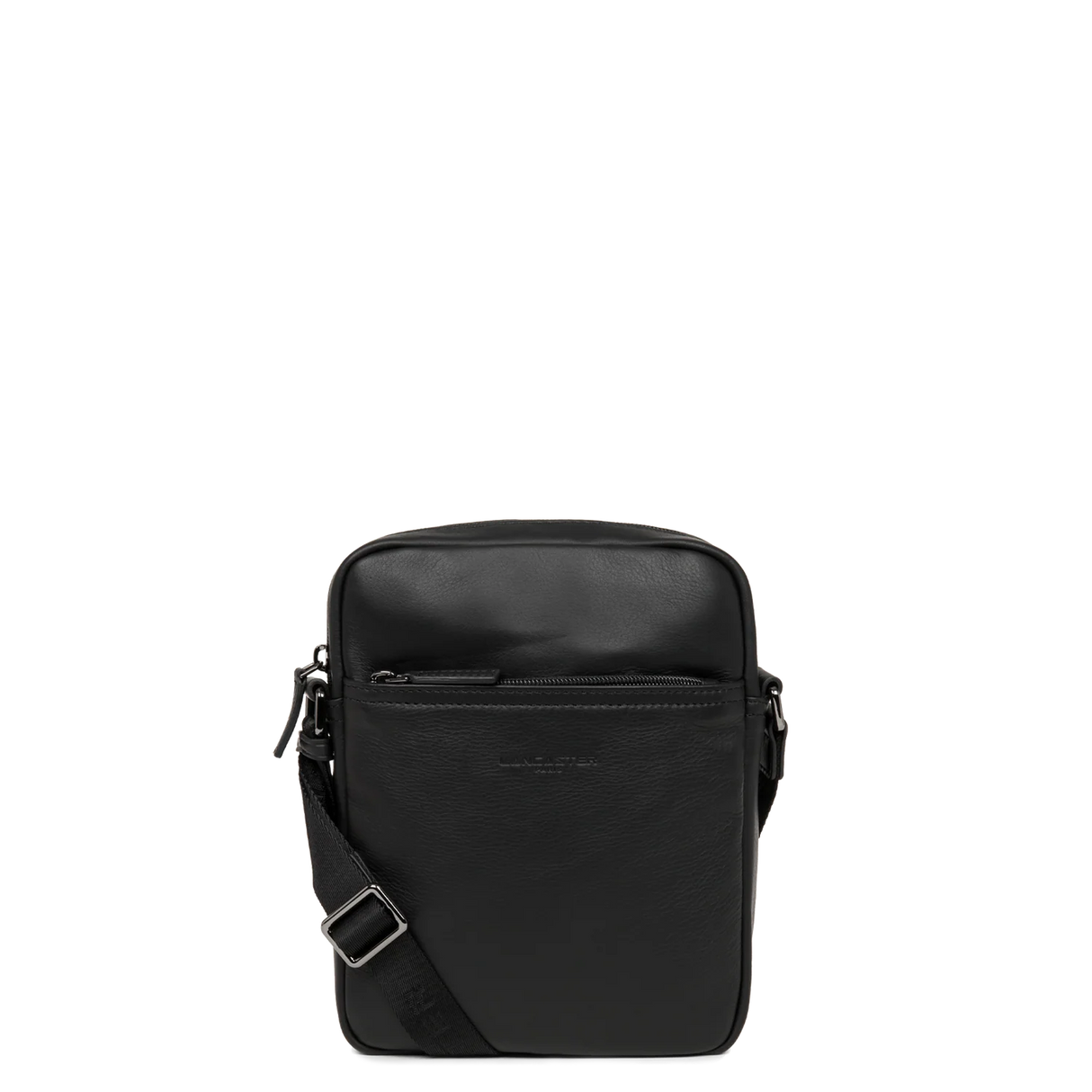 LANCASTER - Sac porté épaule homme en cuir lisse Noir