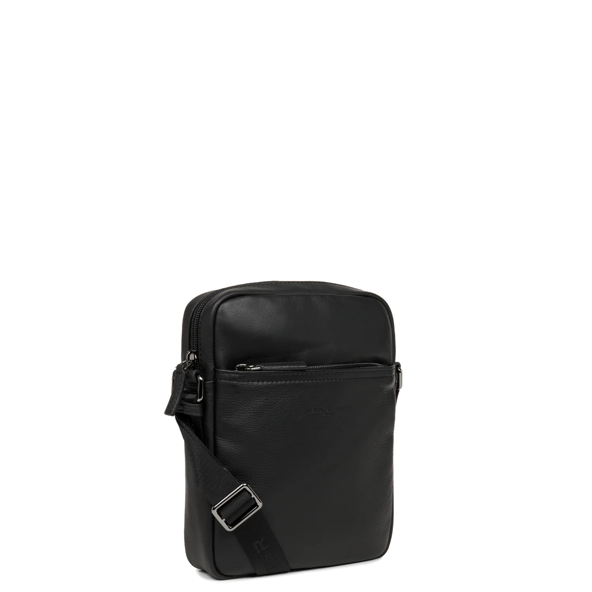 LANCASTER - Sac porté épaule homme en cuir lisse Noir
