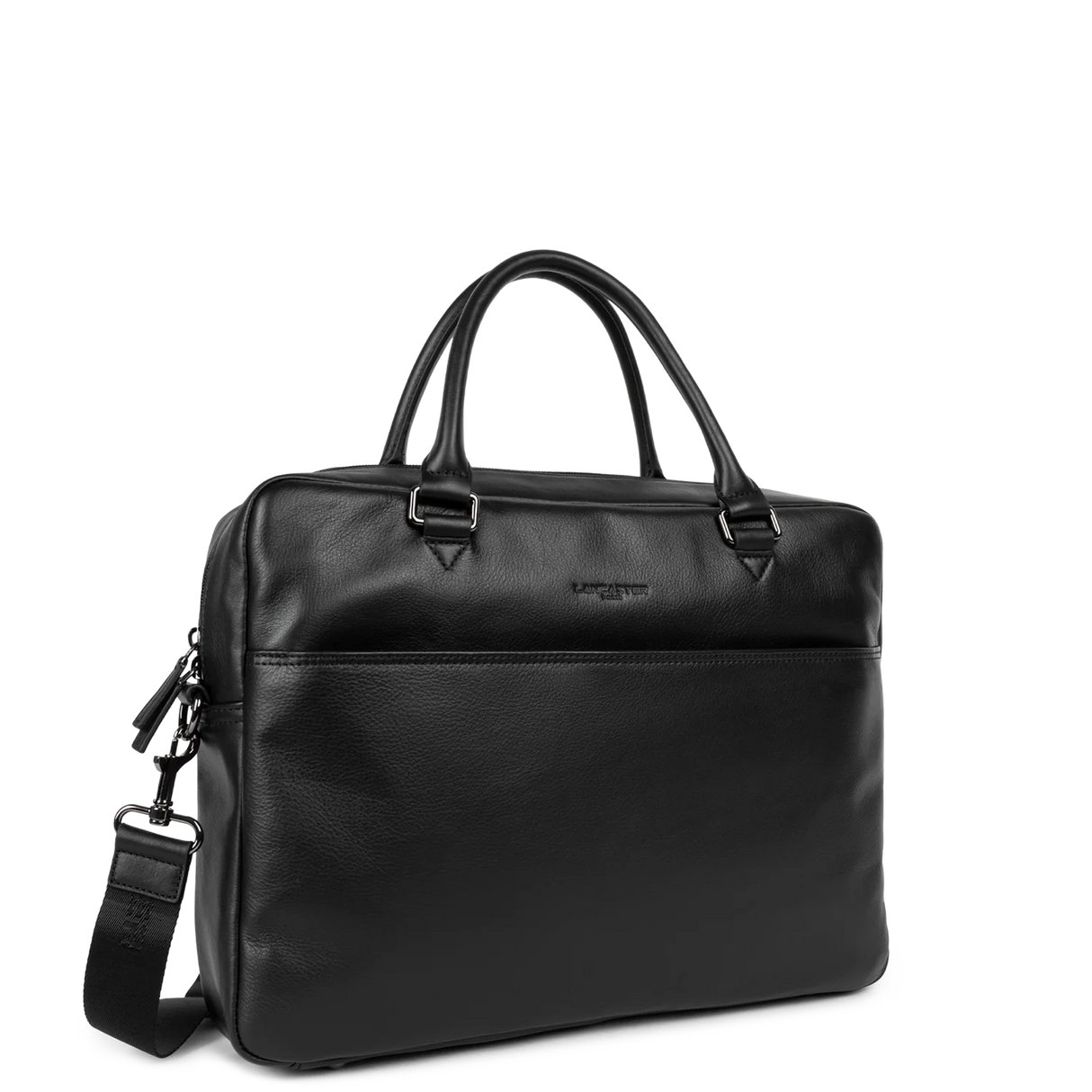 LANCASTER - Porte-documents homme en cuir lisse - Noir