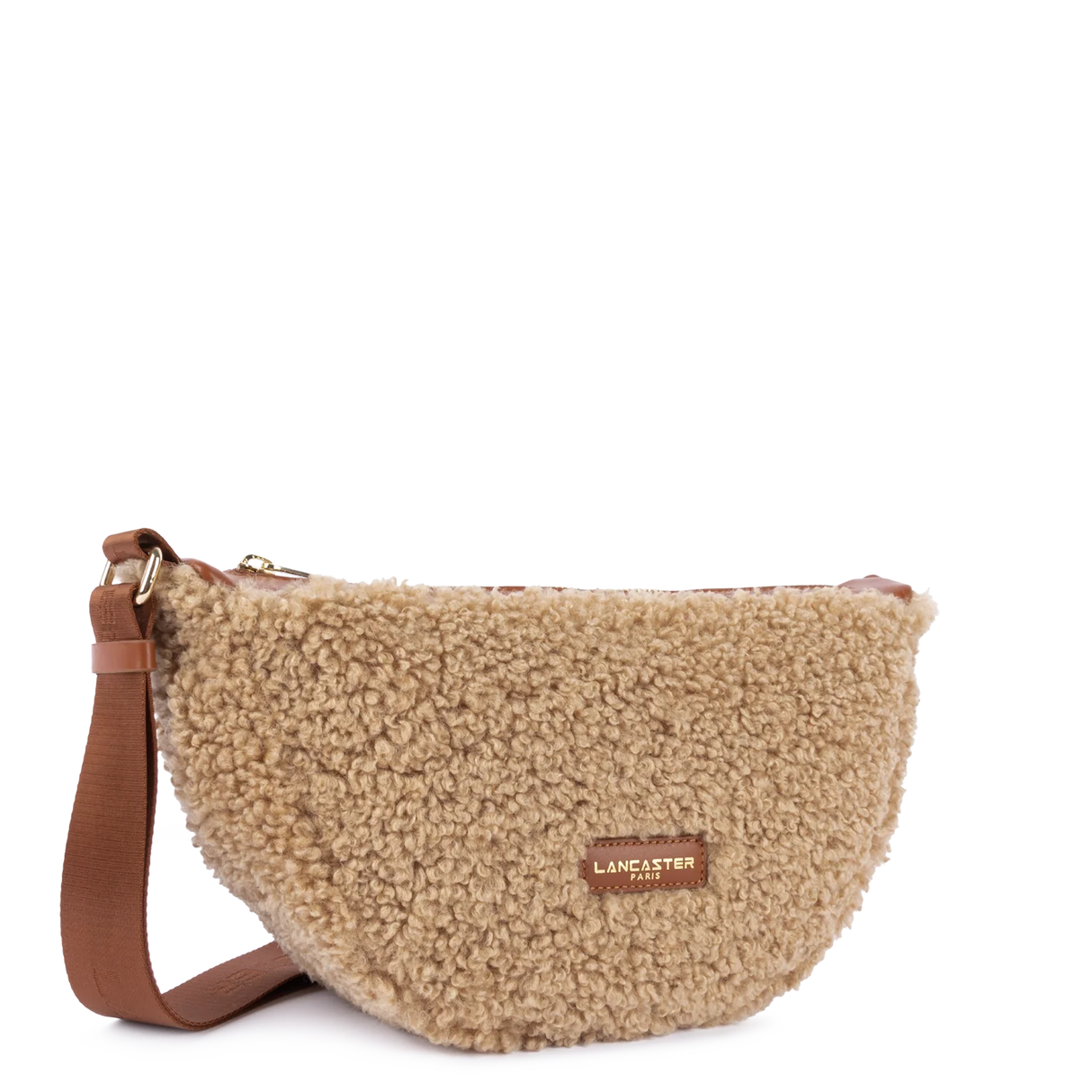 LANCASTER - Sac à main banane - Moumoute - Cognac