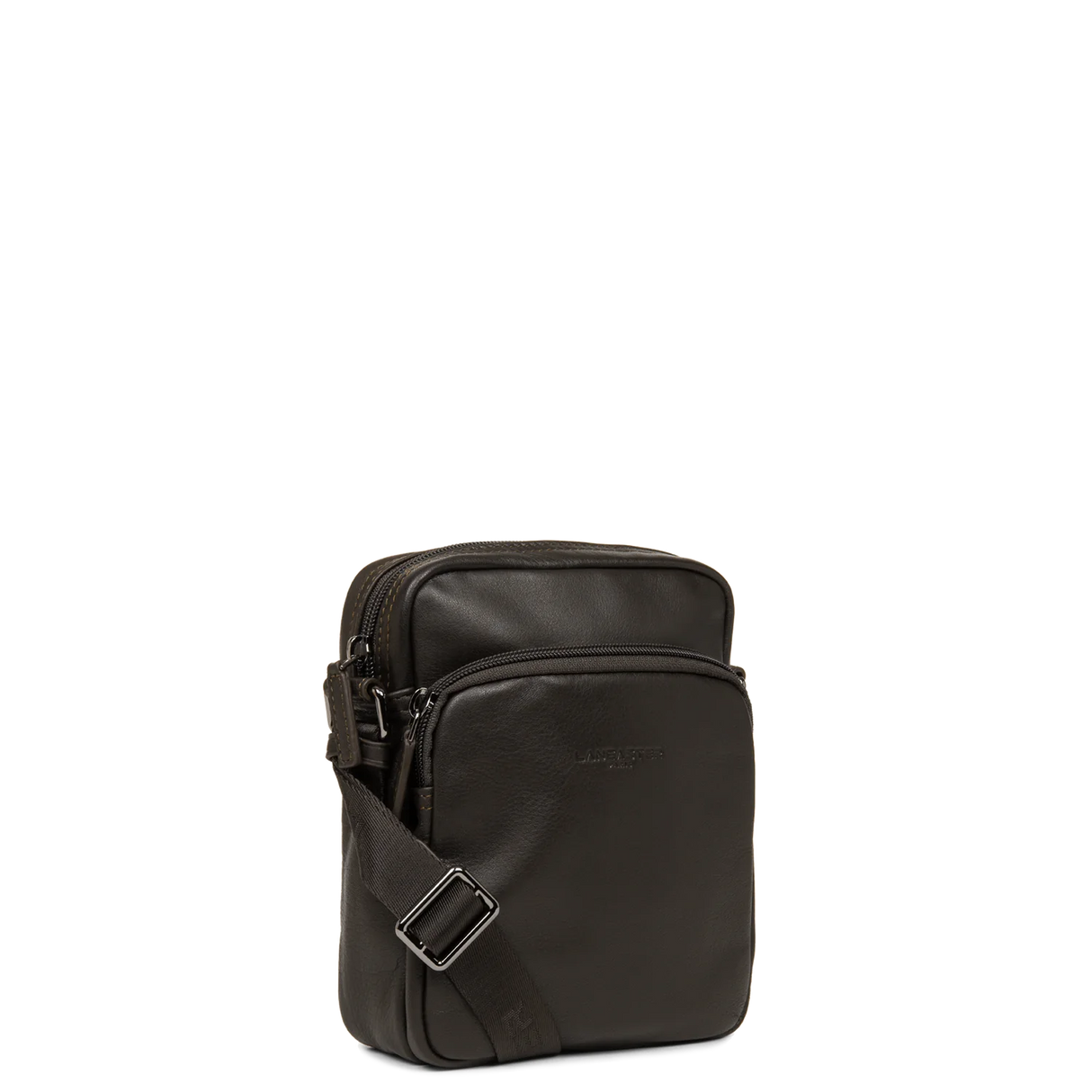LANCASTER - Sac porté épaule homme en cuir lisse Marron