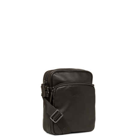 LANCASTER - Sac porté épaule homme en cuir lisse Marron
