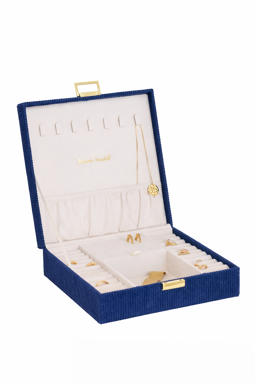 MAISON SCARLETT - Boite à bijoux Anne Velours cotelé Marine