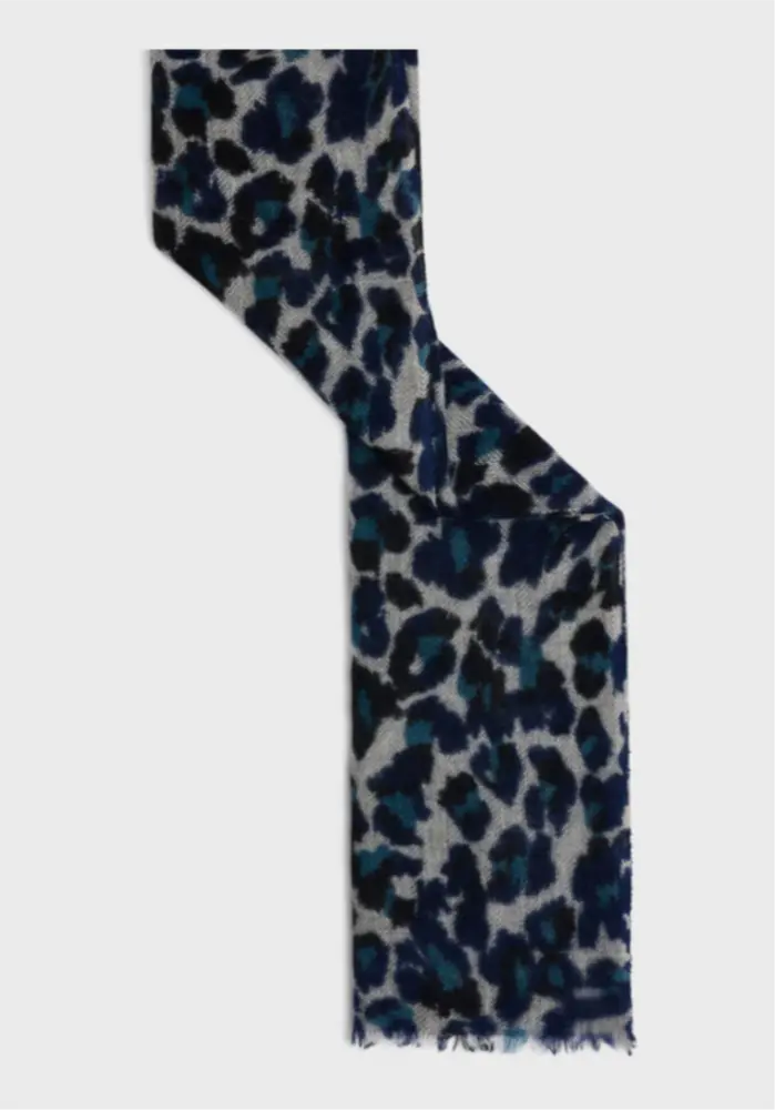 GÉRARD DAREL - Echarpe Laine cachemire Léopard marine Dany