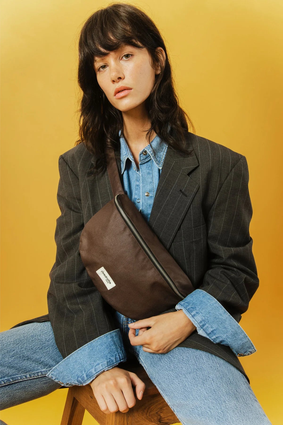 Rive droite - Sac banane Custine Marron ciré