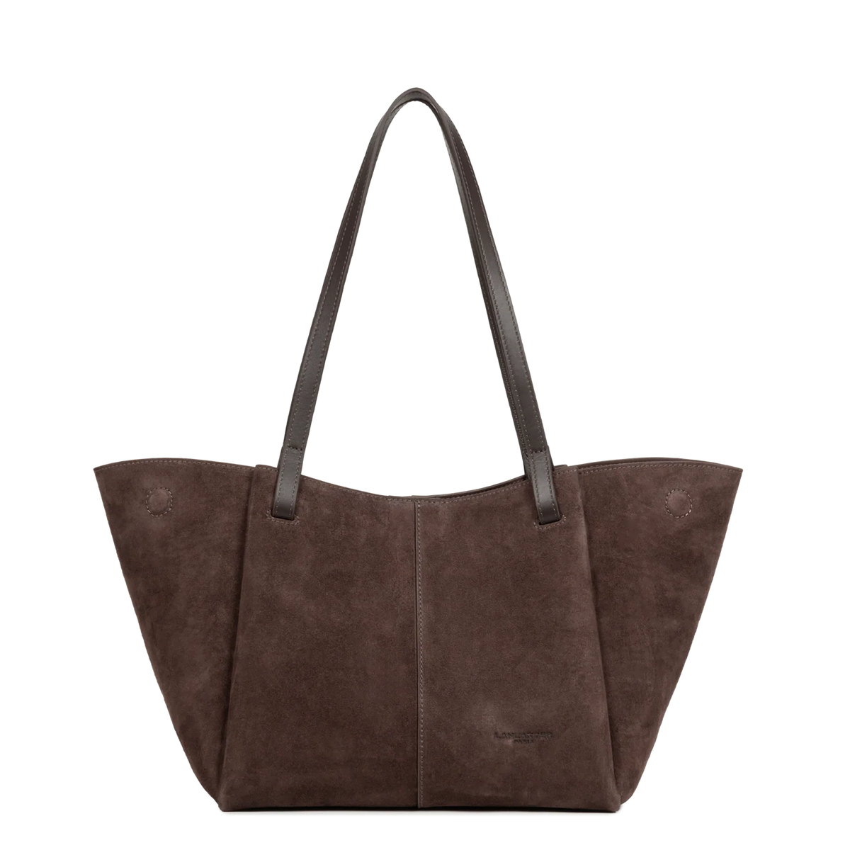 LANCASTER - Sac cabas porté épaule en cuir velours Marron
