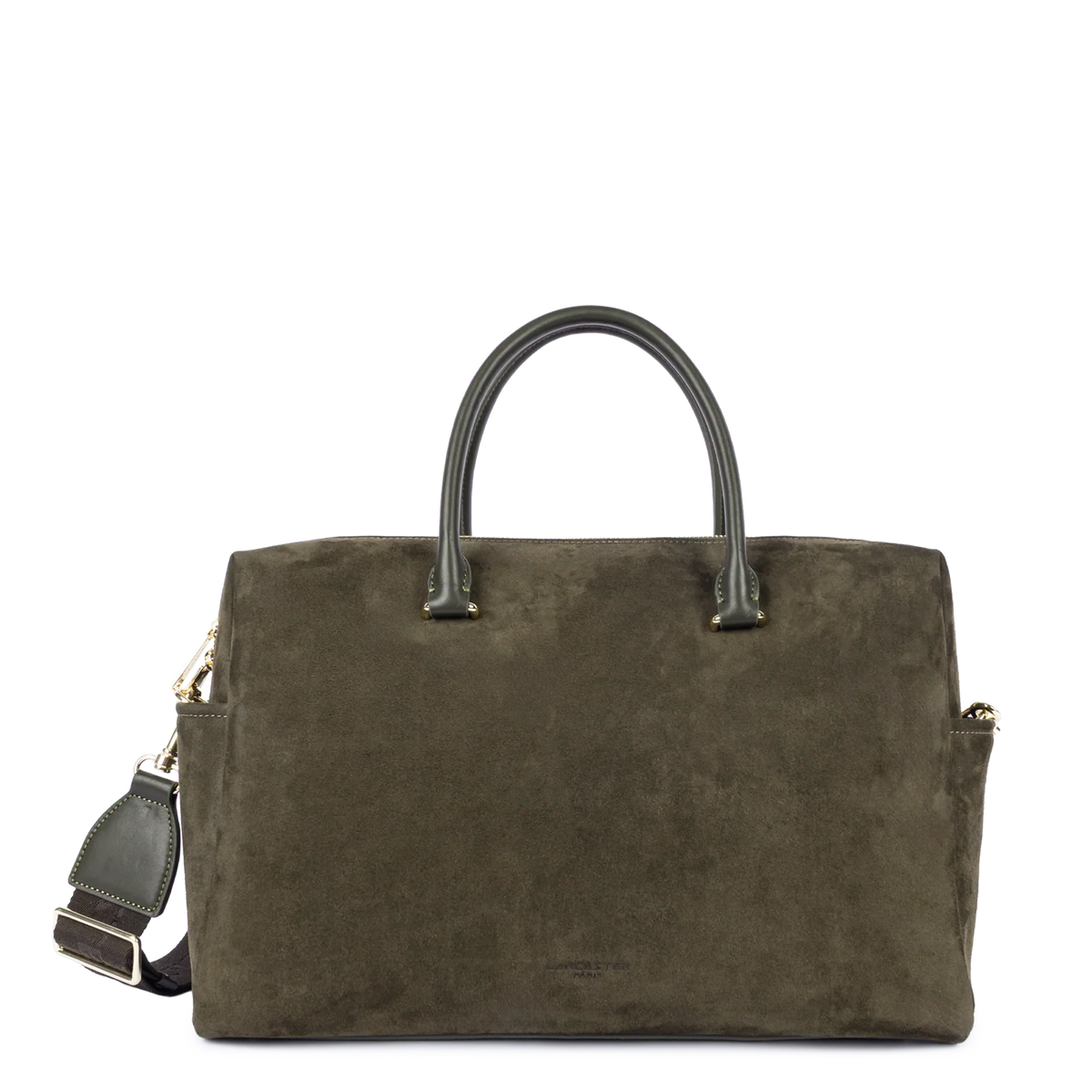 LANCASTER - Porte document cuir velours Khaki