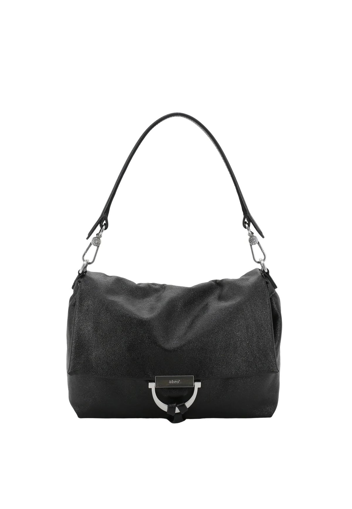 ABRO - Sac porté épaule en cuir lisse TEMI Medium Noir