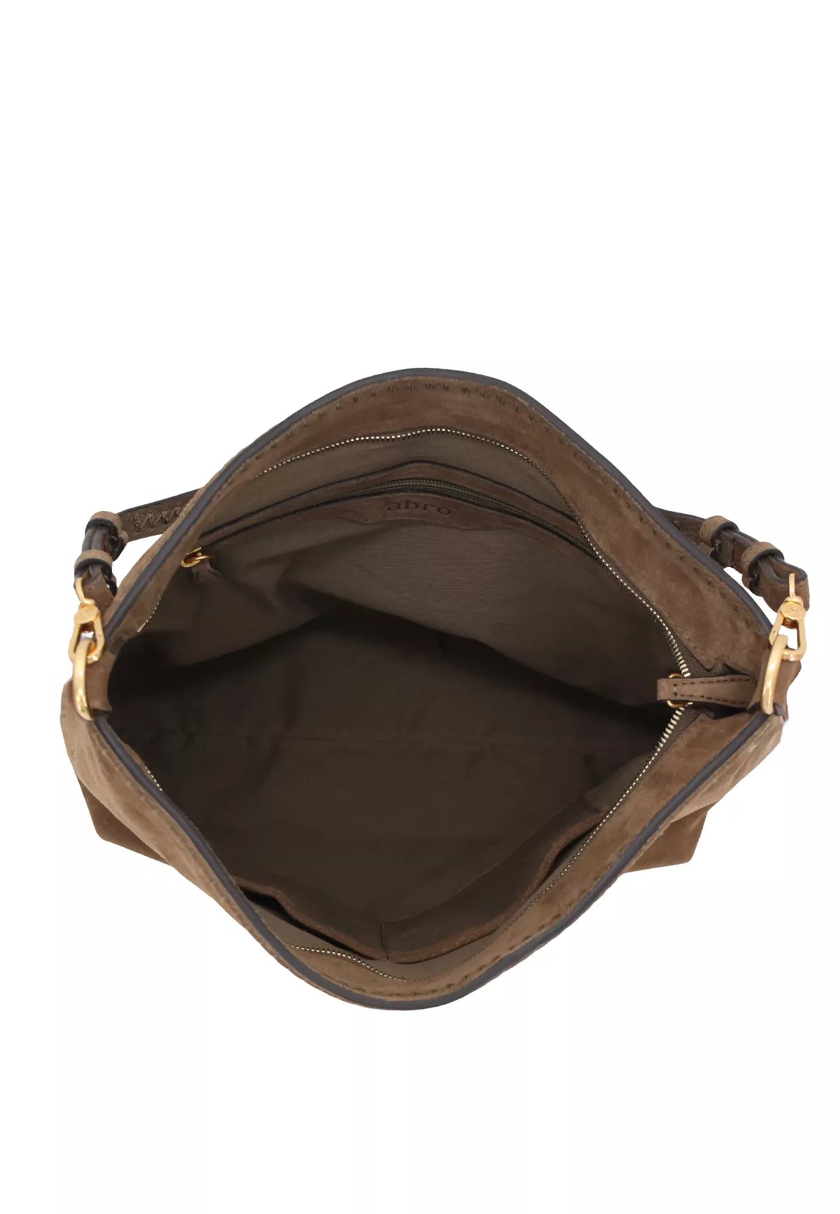 ABRO - Grand sac porté épaule en daim SIGNATURE Khaki