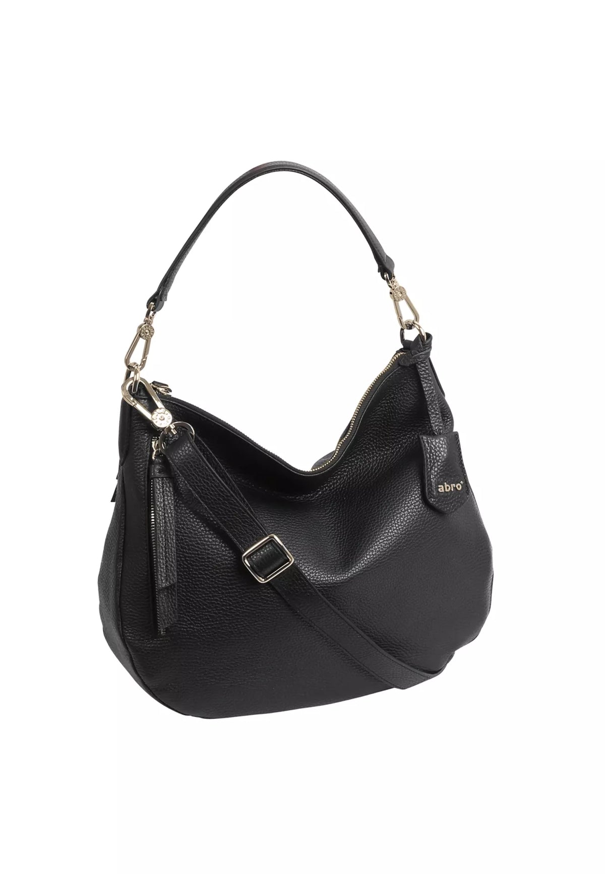 ABRO - Sac porté épaule en cuir grainé TEMI STITCH Noir