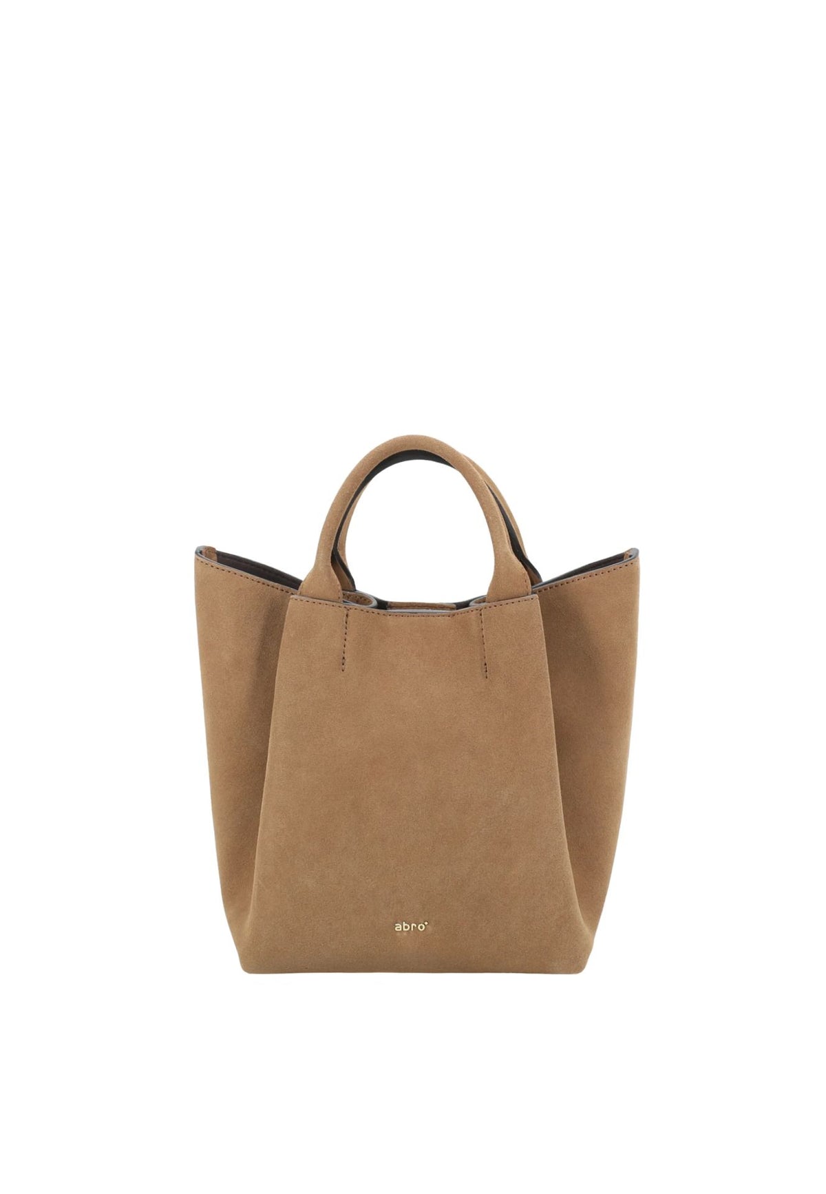 ABRO - Sac porté épaule en daim TEMI STITCH Cognac