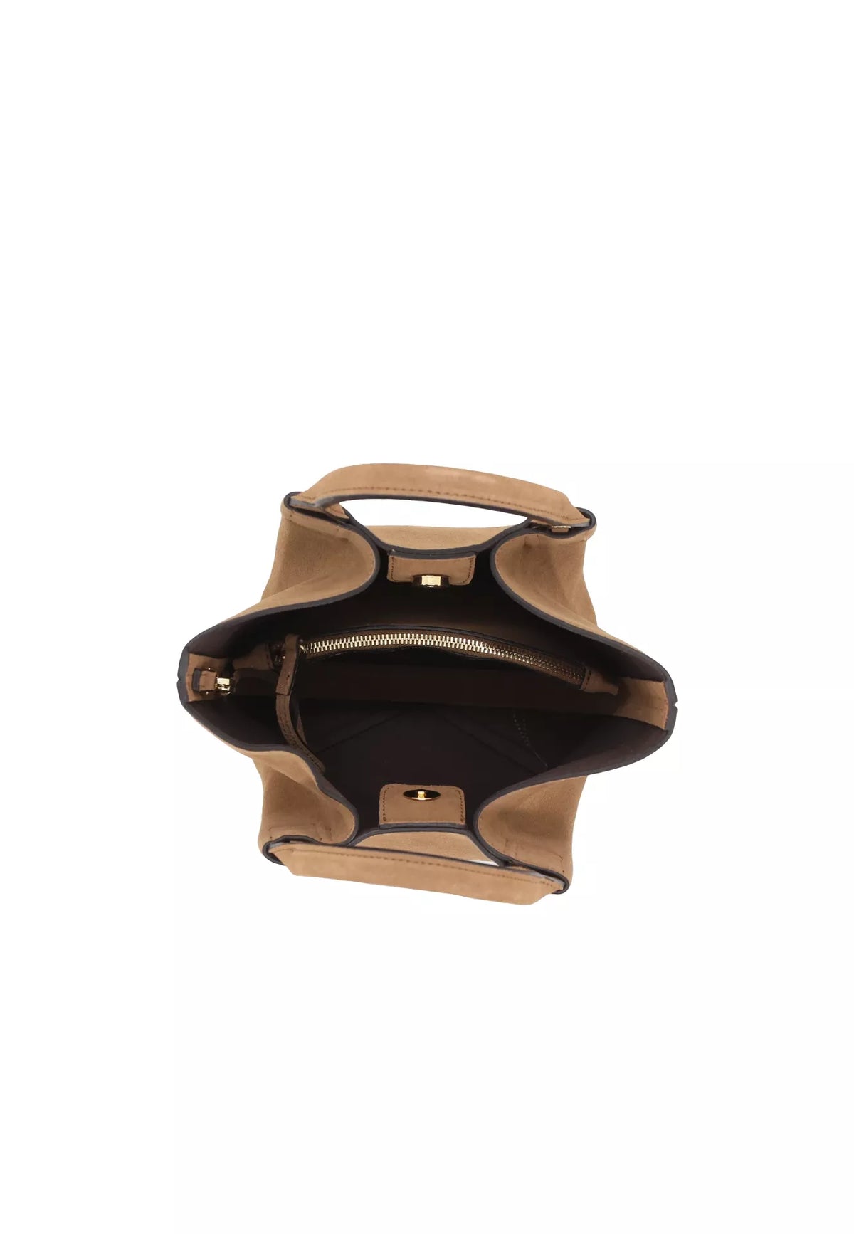 ABRO - Sac porté épaule en daim TEMI STITCH Cognac