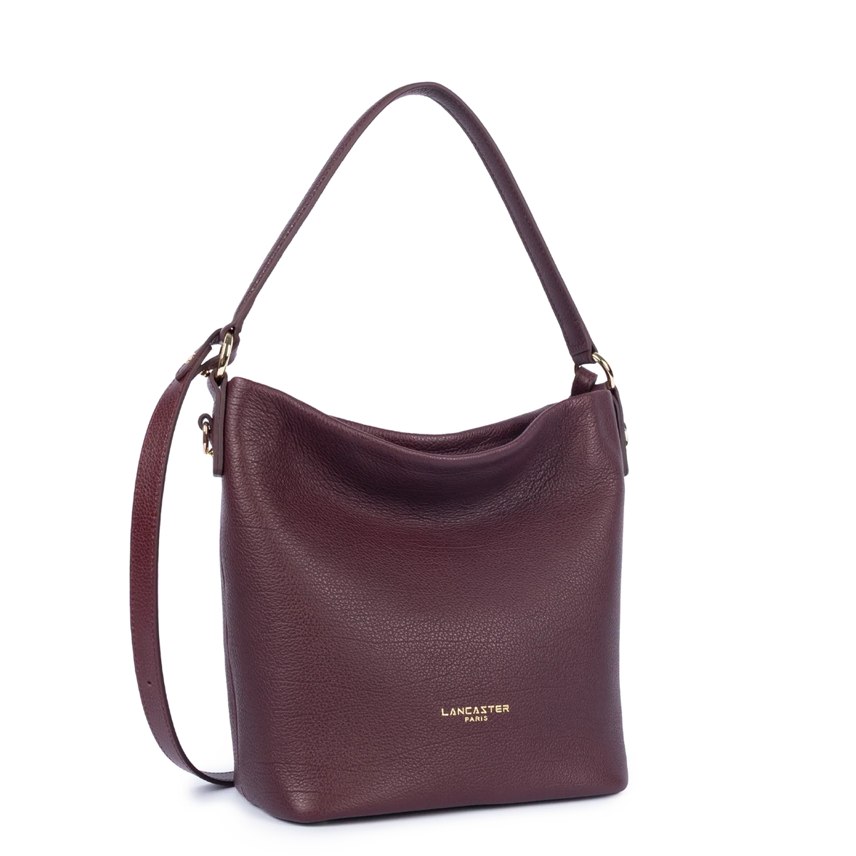 LANCASTER - Sac seau Dune en cuir grainé bordeaux