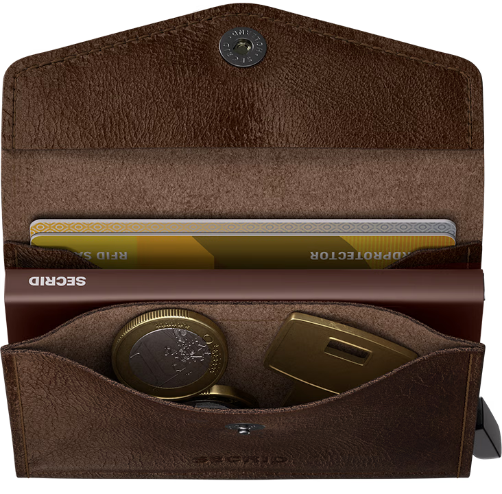 SECRID - Porte cartes porte monnaie Miniwallet Vintage - Chocolat