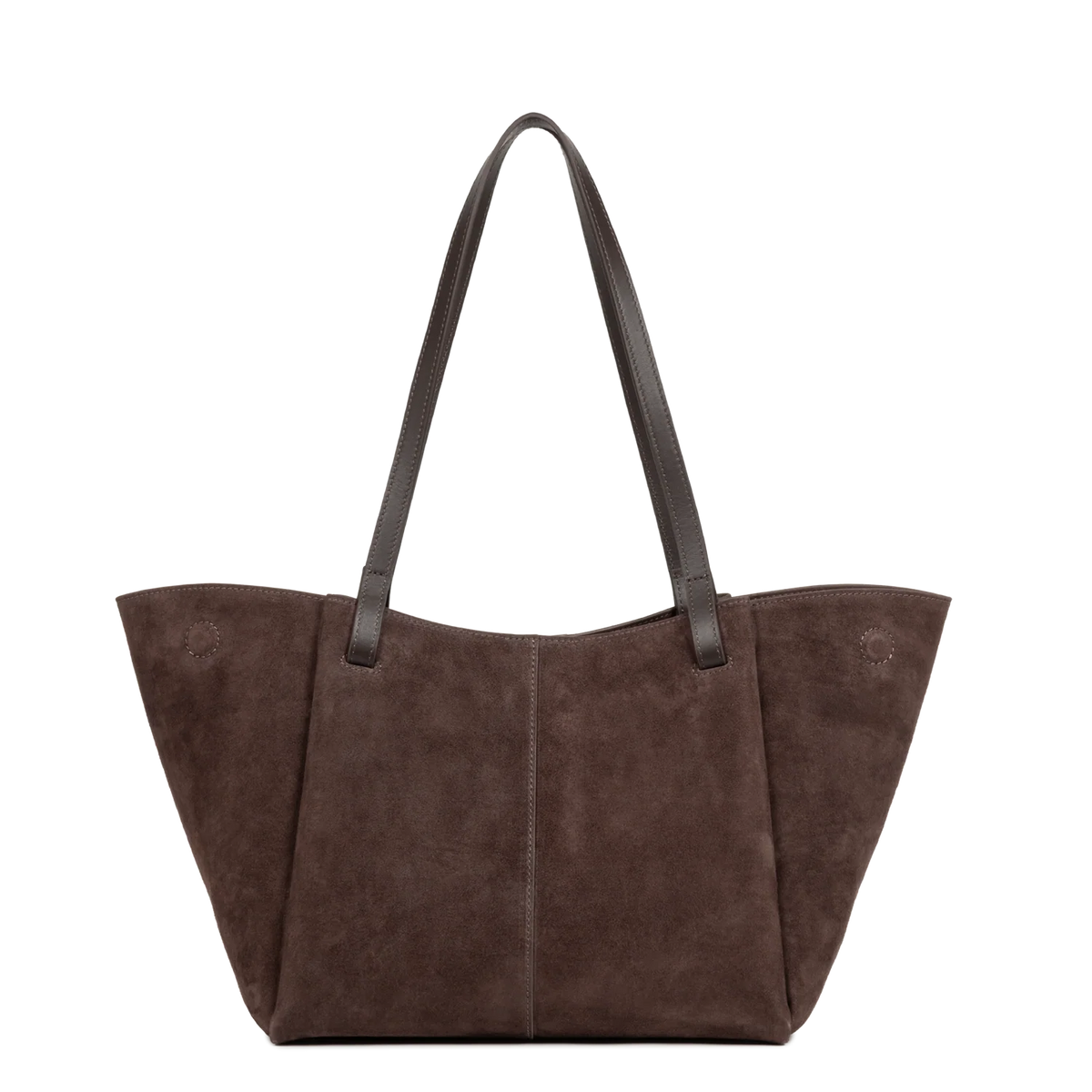 LANCASTER - Sac cabas porté épaule en cuir velours Marron