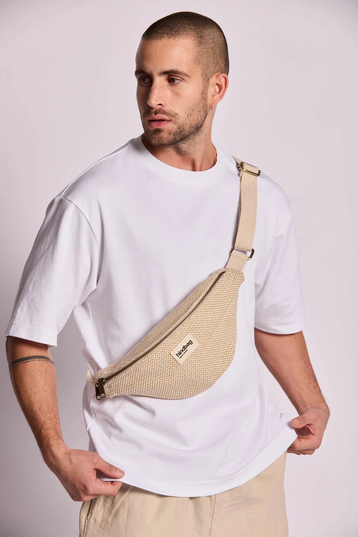 HINDBAG - Sac banane Olivia Tressage écru Hindbag femme coton bio