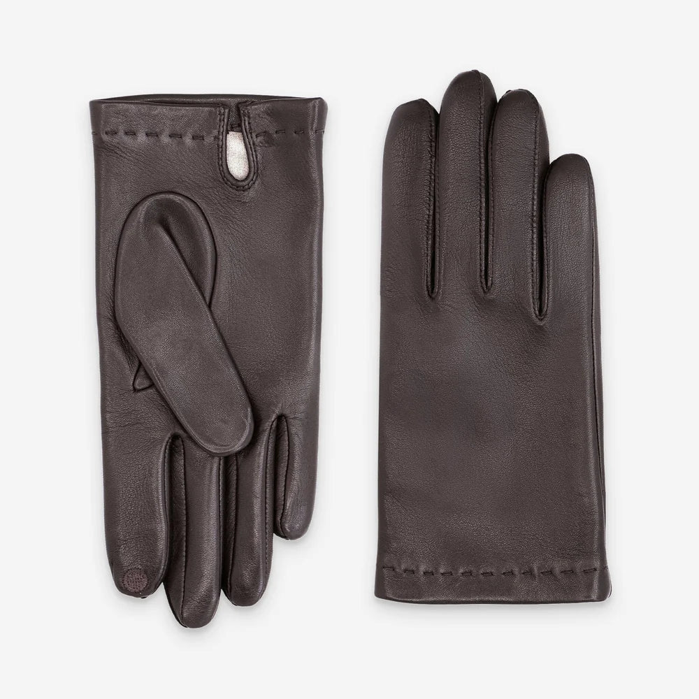 Glove Story - Gants cuir homme brun doublé soie