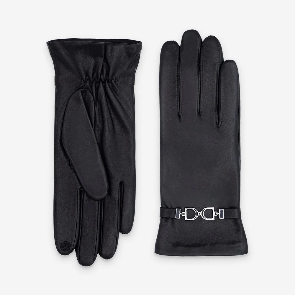 Glove Story - Gants cuir noir façon hermés doublé soie