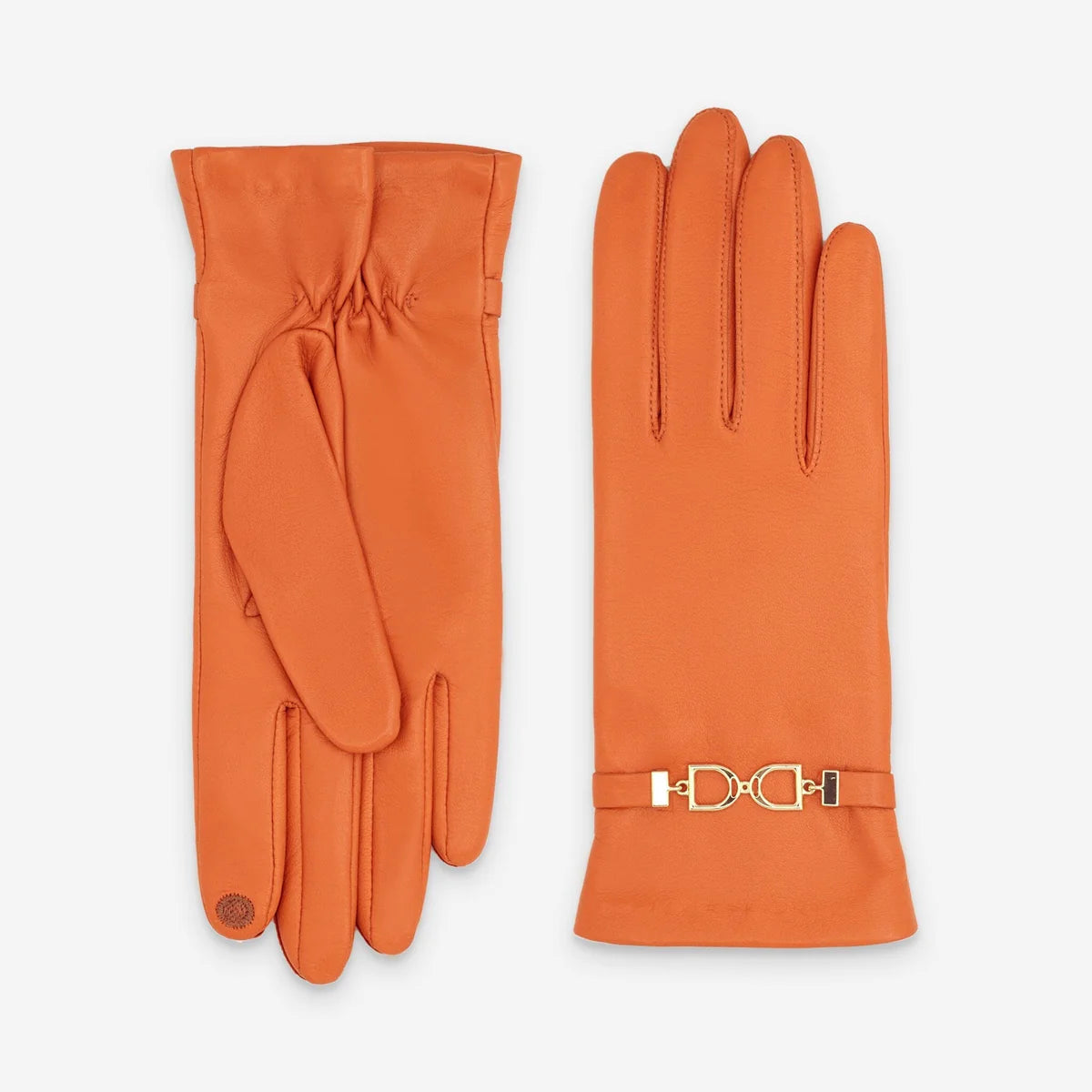 Glove Story - Gants cuir orange façon hermés doublé soie