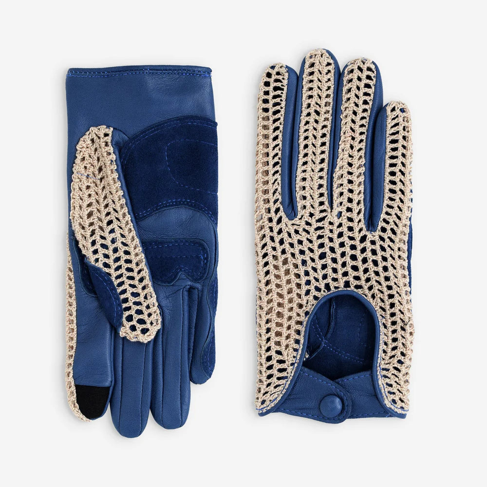 Glove Story - Gants cuir vélo/trottinette touche tactile Bleu