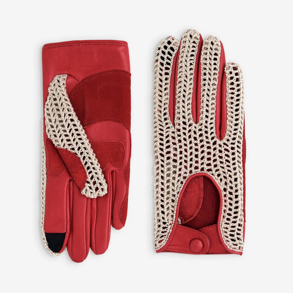 Glove Story - Gants cuir vélo/trottinette touche tactile Rouge