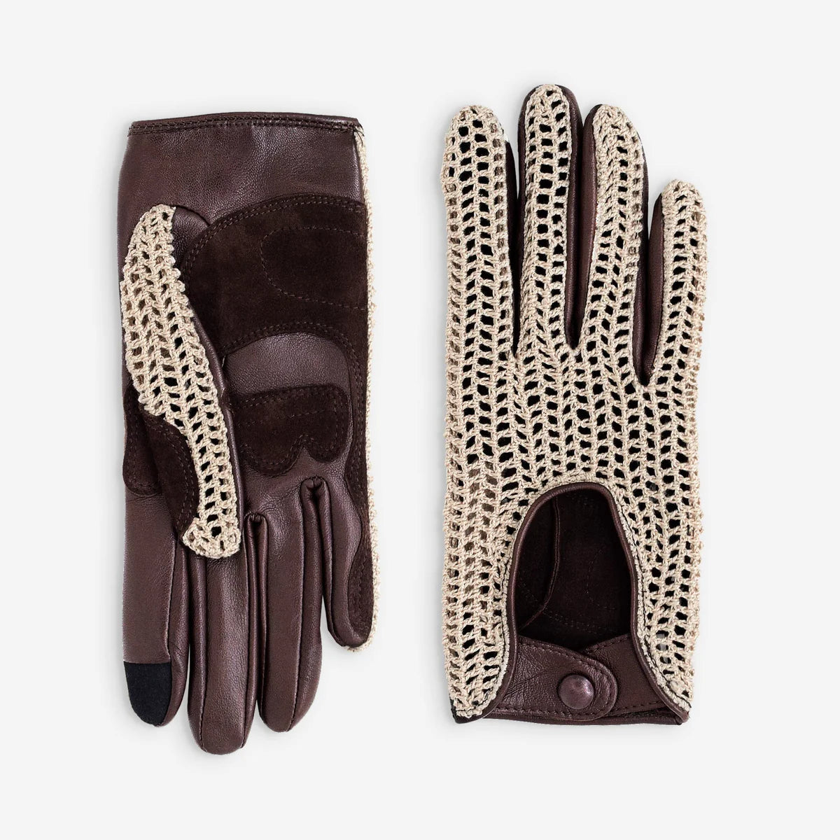 Glove Story - Gants cuir vélo/trottinette touche tactile Moka
