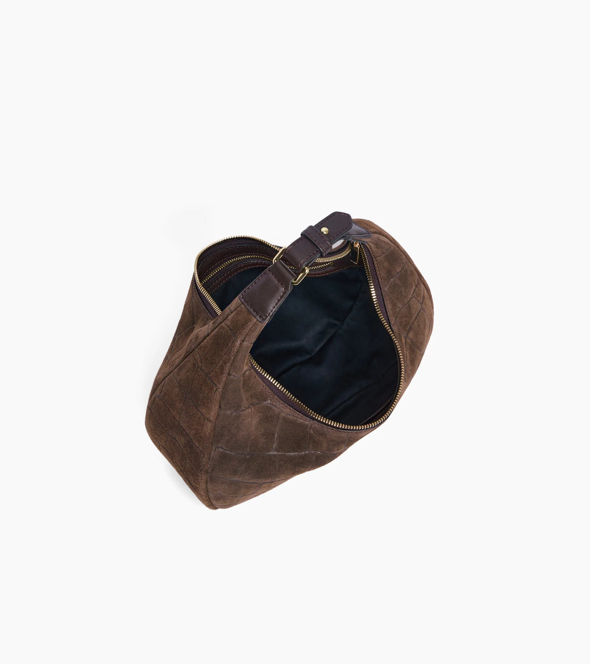 LE TANNEUR- Petit sac à main en cuir refente de velours embossé crocodile