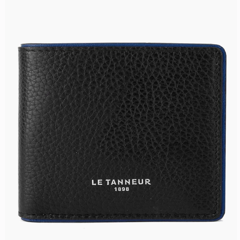 LE TANNEUR - Portefeuille en cuir grainé -Noir Bleu