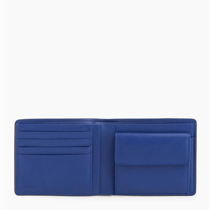 LE TANNEUR - Portefeuille en cuir grainé -Noir Bleu