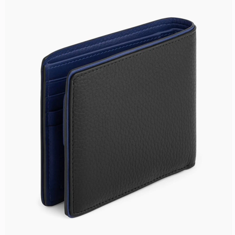 LE TANNEUR - Portefeuille en cuir grainé -Noir Bleu
