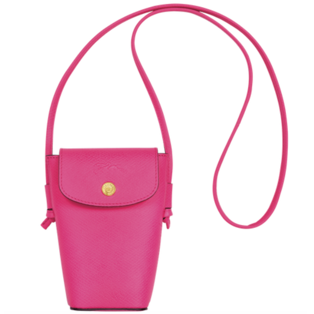 Etui pour téléphone avec cordon en cuir LONGCHAMP gamme Epure couleur rose fuchsia