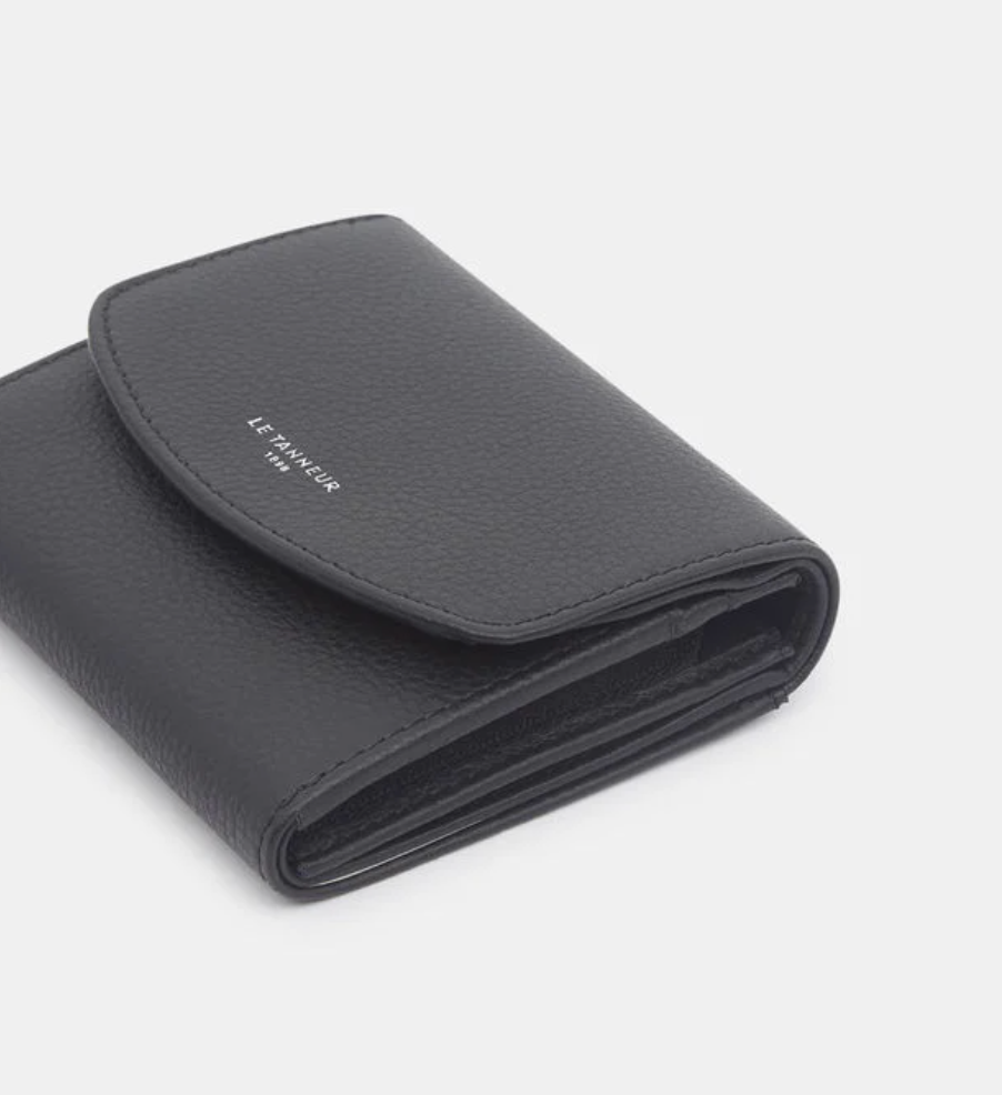 LE TANNEUR Portefeuille femme modèle Sophie en cuir grainé gris foncé