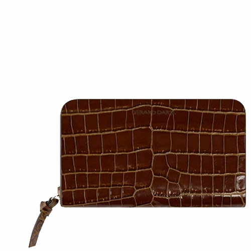 GÉRARD DAREL portefeuille zippé - Croco - acajou BAGADIE PARIS