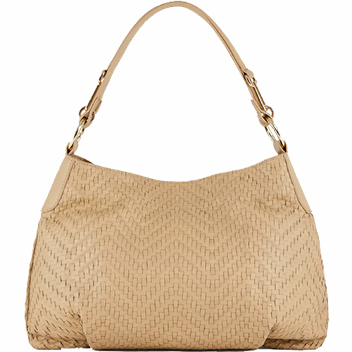 Sac hobo porté épaule en cuir tressé Le Tanneur gamme Vicky couleur sable