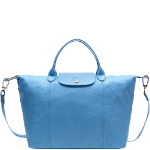 LONGCHAMP - Pliage Cuir - sac porté main - bleuet BAGADIE PARIS