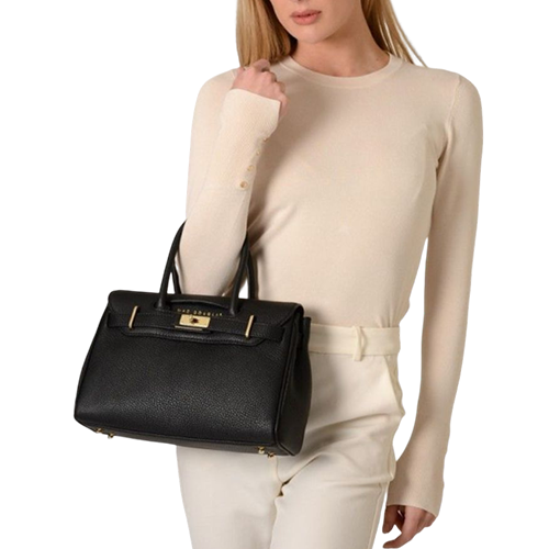 Sac porté main en cuir noir gamme "Pyla Romy"