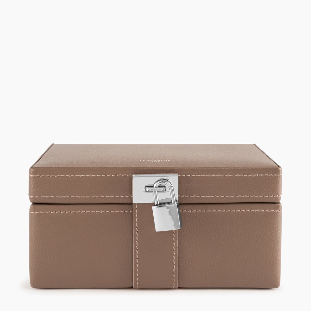 LE TANNEUR Petite boîte à bijoux en cuir - taupe BAGADIE PARIS
