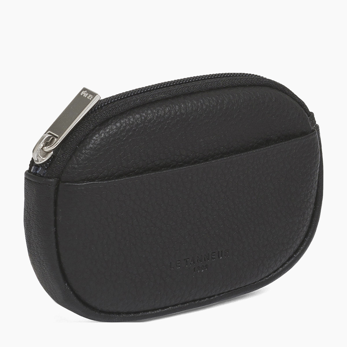 LE TANNEUR - Porte-monnaie homme zippé - cuir grainé - modèle Charles - Noir - LE TANNEUR