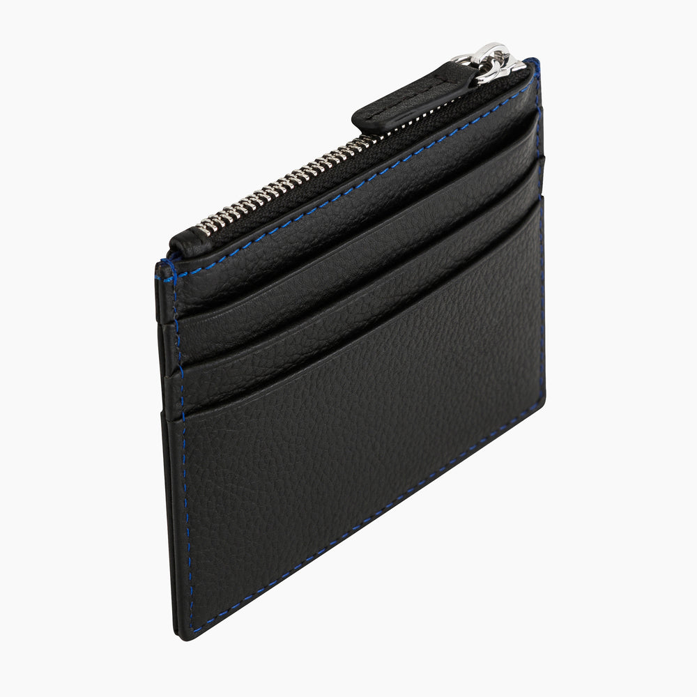 LE TANNEUR Porte cartes homme zippé modèle Charles en cuir grainé couleur noir –