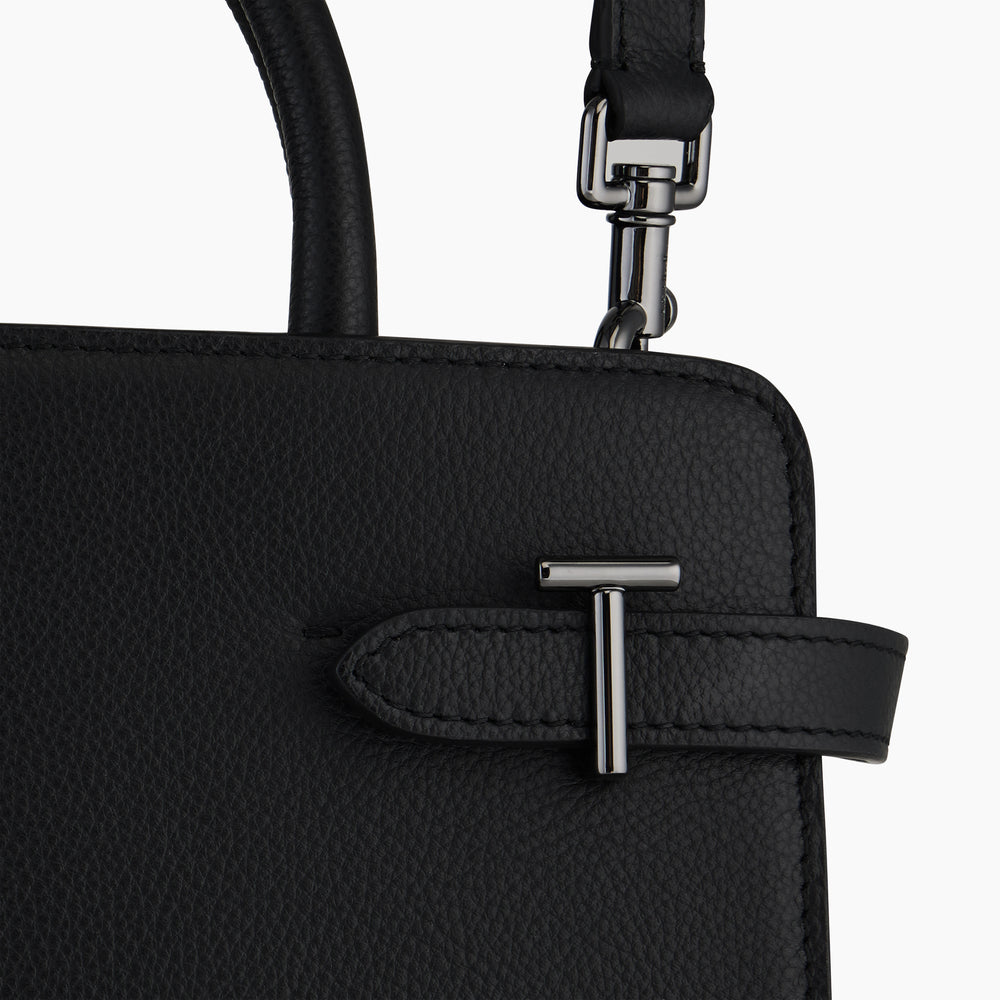 Sac à main moyen modèle Emilie en cuir grainé noir – LE TANNEUR
