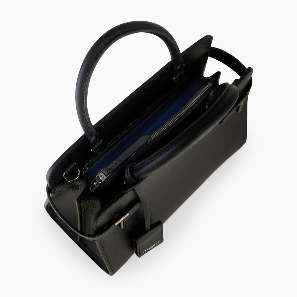 Sac à main moyen modèle Emilie en cuir grainé noir – LE TANNEUR