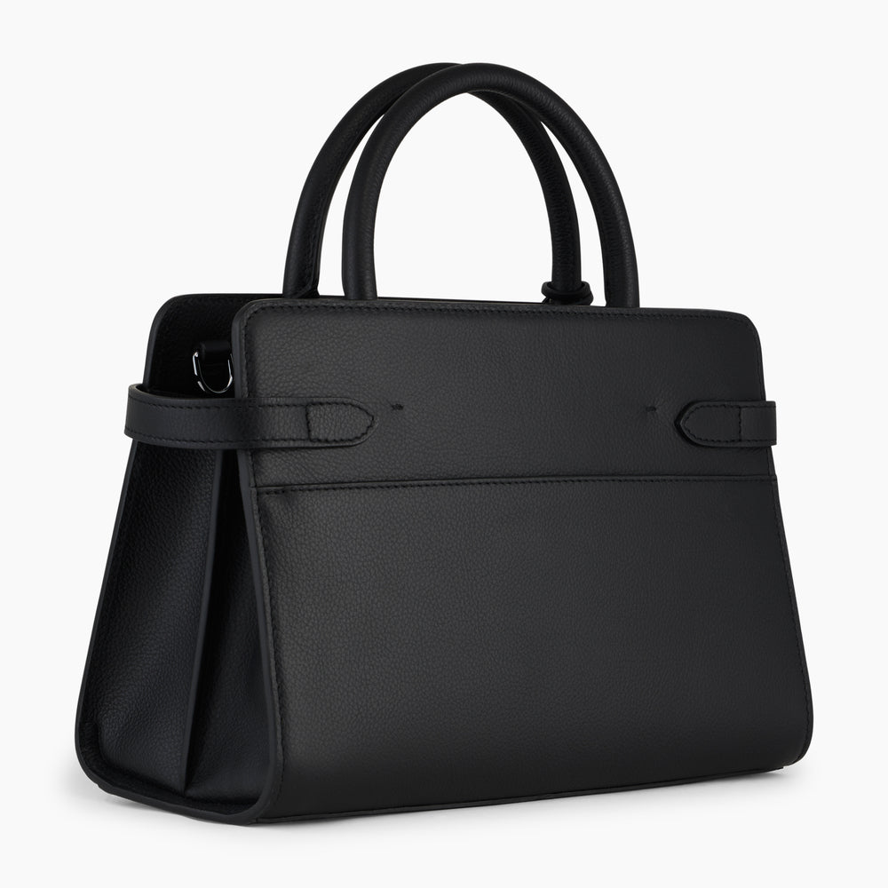 Sac à main moyen modèle Emilie en cuir grainé noir – LE TANNEUR