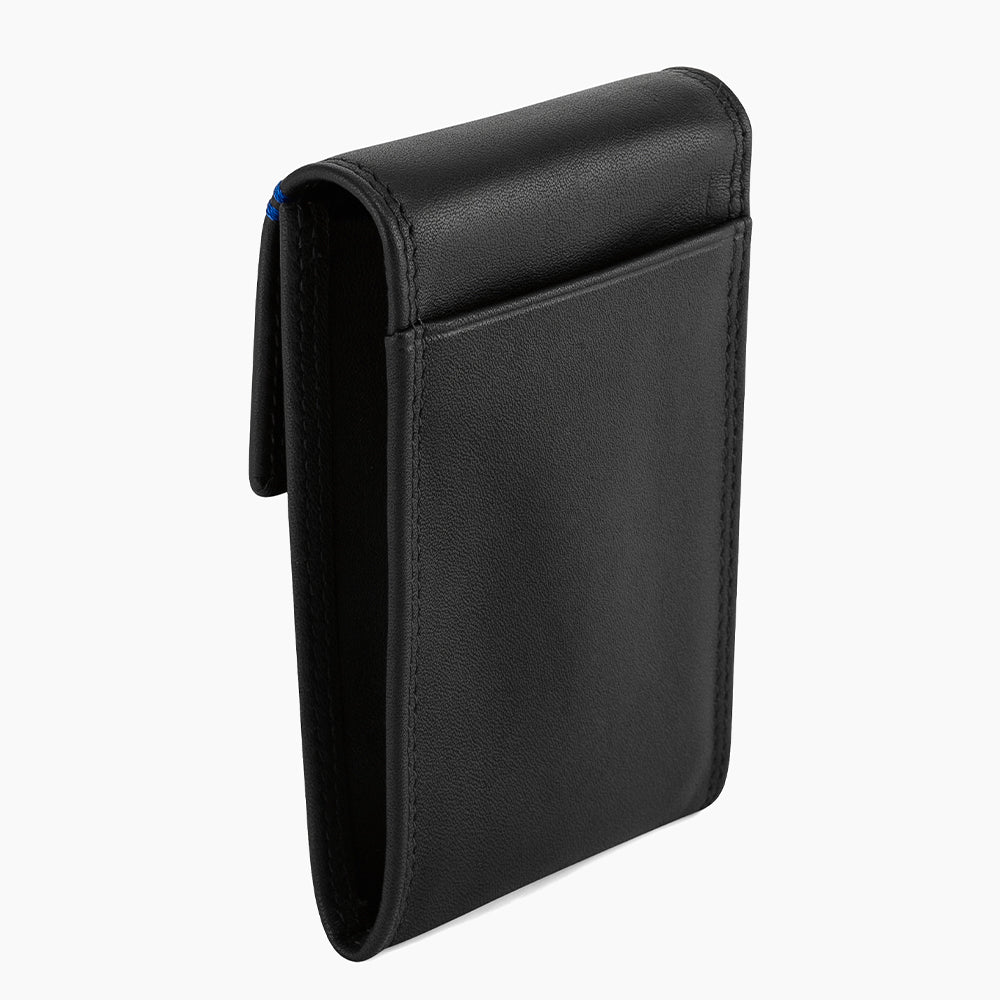 LE TANNEUR- Étui clés à rabat femme modèle Martin en cuir lisse noir