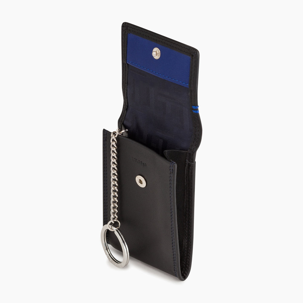 LE TANNEUR- Étui clés à rabat femme modèle Martin en cuir lisse noir