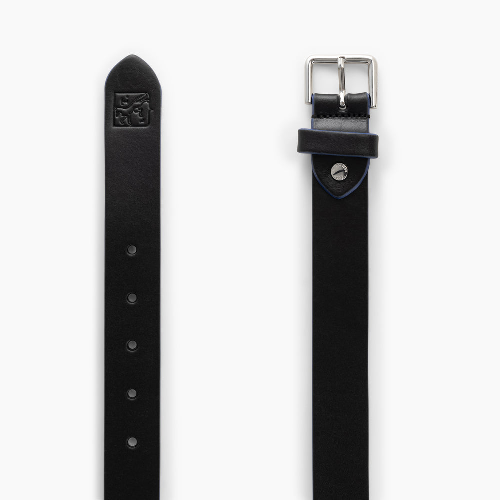 LE TANNEUR - Ceinture homme avec boucle carrée en cuir lisse Noir –