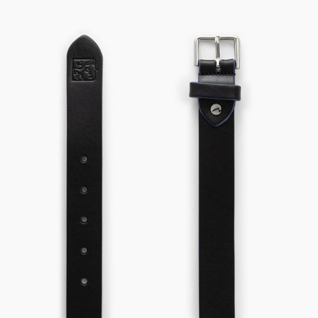 LE TANNEUR - Ceinture homme avec boucle carrée en cuir lisse Noir –